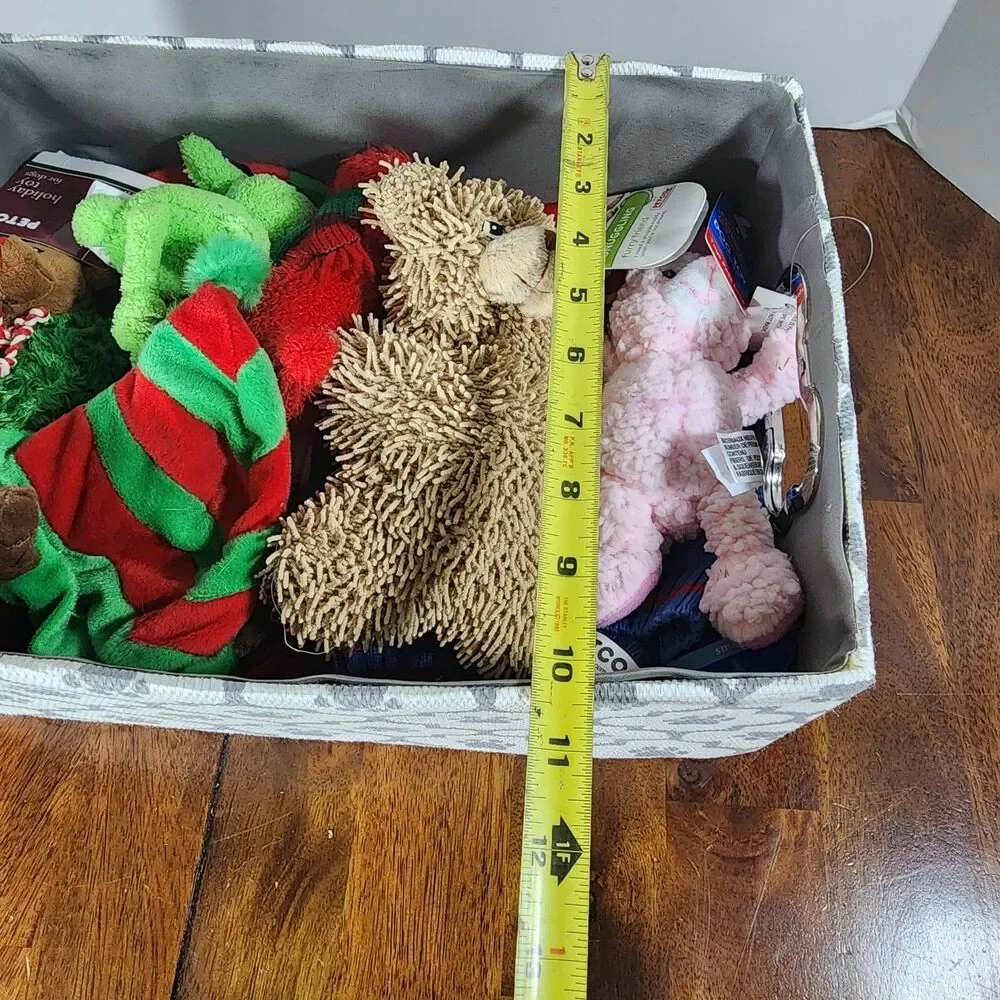Dog Clothes Size Small & Toys with Storage Bin Lot
